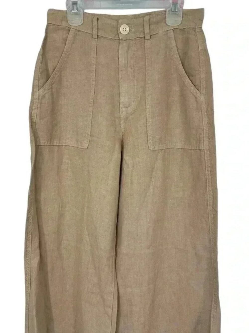 Enza Costa French Linen Wide Leg Trouser Pants 1 Oat Milk NWOT - Picture 9 of 10
